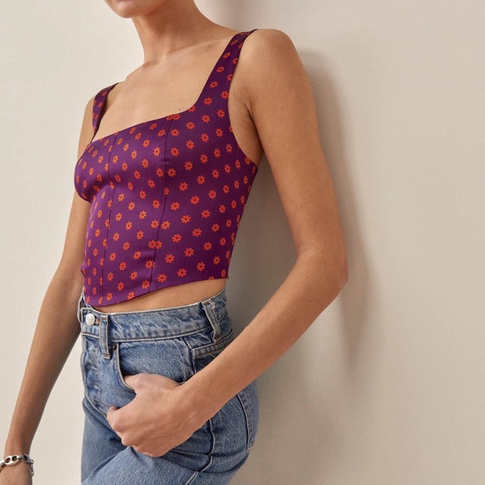 Reformation Sorrento silk top in Quant
